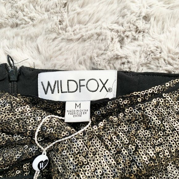 Wildfox Border Stripe Sequin Mini Skirt Gold sz M - Picture 6 of 6
